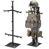 Yaocom Tactical Gear Stand Helmet Vest Belt Display Rack Metal Police Vest Hanger Adjustable Freestanding Plate Carrier Stand for Tactical Gear and Police Duty Gear Office Home Display Organizer