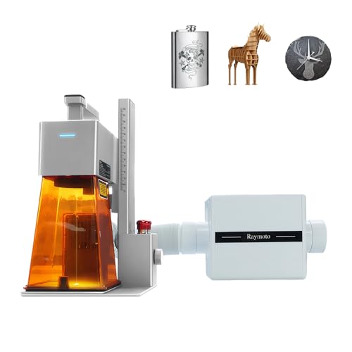 Raymoto R1 10W レーザー彫刻機（空気清浄機付き）、ポータブル小型レーザー彫刻機、0.05mm の高精度解像度、120000mm/分の彫刻速度、合板、グレー紙、丸太、革、岩板、アクリル/プラスチックの彫刻が可能