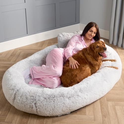 OHS Human Sized Dog Bed - Super Soft Luxury Adult Dog Bed, Machine Washable, Extra Large for Pets - Grey, 170 x 96cm