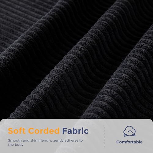 MAXYOYO Bean Bag Chair for Adults, Upholstered Floor Sofa with Armrests, Loveseat Boneless Couch with Tufted Cushion & Backrest, Sofa in A Box, Large Bean Bag Couch for Bedroom Living Room, Black