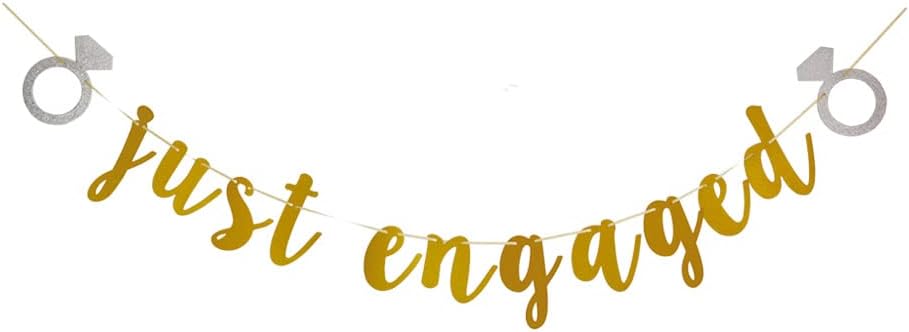 Just Engaged Banner, Gold Engagement Party Sign, Bridal Shower/Bachelorette/Wedding Party Supplies Decorations
