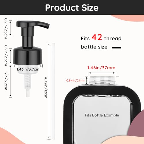 Image of Segbeauty 3pcs Black Foam Pump Replacement for Soap Dispenser, Bathroom Foaming Hand Soap Pump Replacement for Foamer Bottle, 42 Thread Size Kitchen Face Hand Wash Foaming Bottle Lid Reusable