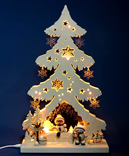 3D Schwibbogen Schneemann LED Tanne, 51cm x 31cm - Handarbeit aus dem...