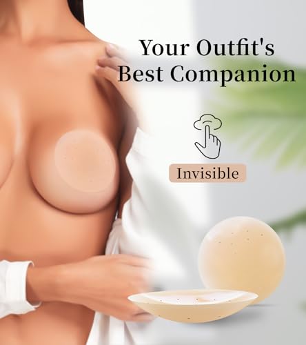 Image of 2 Pairs Sticky Silicone Nipple Covers for Women Reusable, Ultra-Thin Adhesive Pasties Nipple Cover No Show Seamless