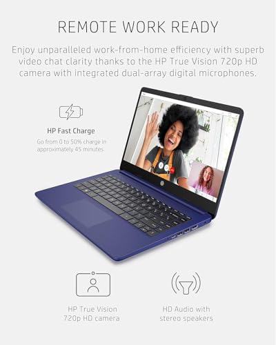 Image of HP 14 inch HD Laptop | Back to School Limited Edition with 1 Year Microsoft 365 | Intel Quad-Core Processor | 32GB RAM | 576GB Storage | Long Battery Life | Royal Blue | w /WOWPC Bundle | Windows 11