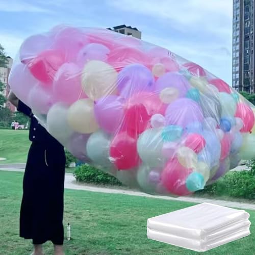 Kedixies 2 Pack Balloon Transport Bags Extra Large 98.4 x 59 Inch Reusable Clear Plastic Storage Bags for Party Decorations Balloon Delivery and Event Supplies