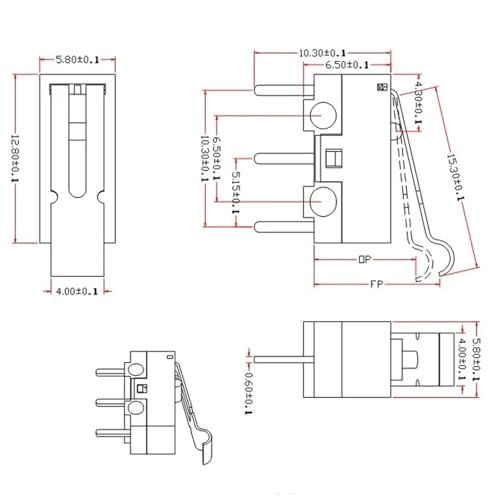 Interruptor de palanca subminiatura SPDT de 125V 1A para electrónica 4