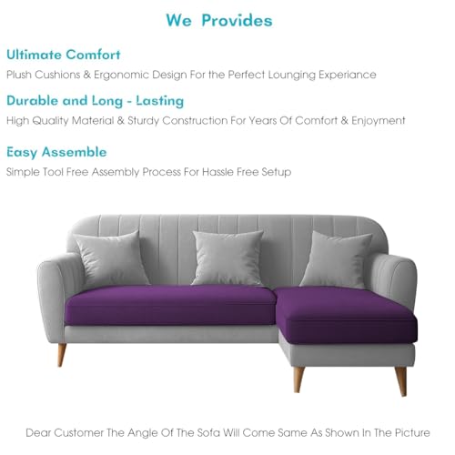 Image of Atticus RHS 4 Seater L Shape Sofa Set for Living Room (Purple Grey Fabric) Premium Fabric Sofa Set