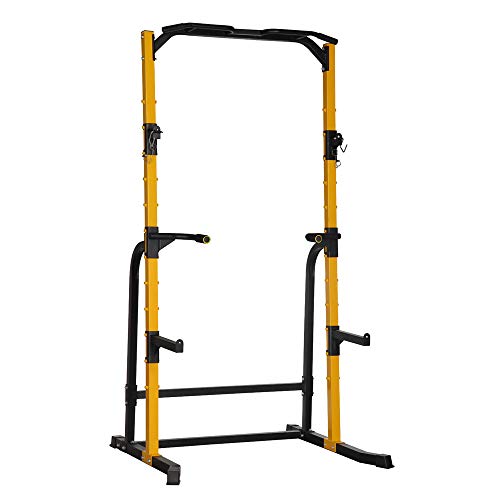 Diophros Barbell Power Rack, Adjustable Squat Stand with J-Hooks, Multifunction Exercise Power Tower