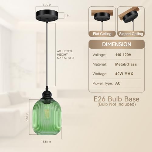 BoostArea Modern Pendant Light Fixtures, Industrial Hanging Ceiling Lamp with Clear Glass Shade, Farmhouse Black Pendant Lighting for Kitchen Island Decor Living Room Hallway Bedroom Dining(2 Pack) - Image 6