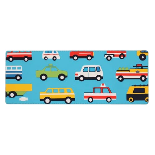 Tapis de souris grand format 80x30 cm antidérapant avec décor voiture de police