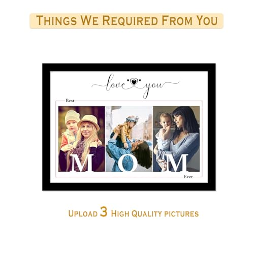 Image of Make Your Mother Smile This Mothers Day with the Custom Print with Photo Upload, Personalized Frame For Living Room, Decorative Home Decor Wall Hanging (Black, A4)