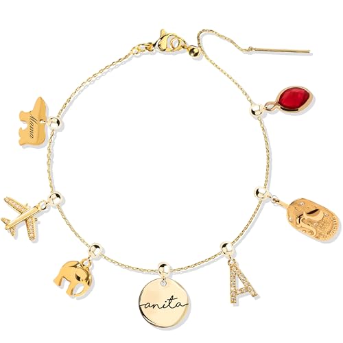 MignonandMignon Personalized Charm Bracelets for Women, Custom Bead Bracelet for Mom, Handmade...