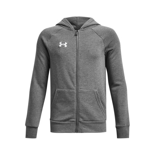 Under Armour Moletom com capuz masculino Rival Fleece com zíper, (025) Castlerock urze claro/branco, G