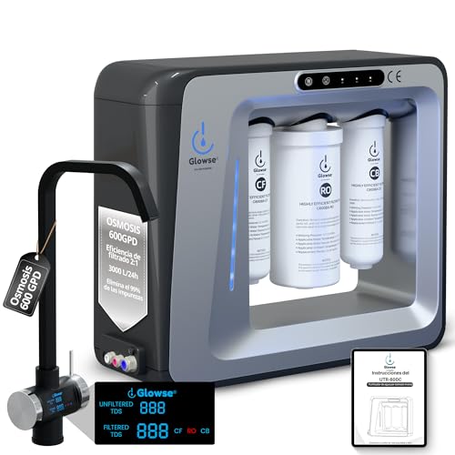 GLOWSE PR600 Sistema Osmosis Inversa Domestica-Osmosis Inversa 5 Etapas de Flujo Rápido-Osmosis Inversa Flujo Directo-Osmosis Inversa-Depuradora Agua Domestica-Filtros Osmosis-Filtro Agua Osmosis.