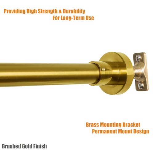 Image of Artiwell Heavy Duty Shower Rod, Adjustable Shower Curtain Rod, Expandable 47-84 Inch, Permanent Mount Shower Rod, Never Rust Stainless Steel For Window Curtain and Closet, Brushed Gold