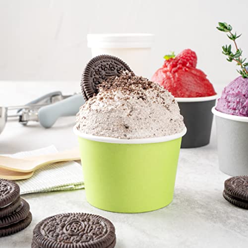 Image of Coppetta 4 Ounce Dessert Cups, 200 Disposable Ice Cream Cups - Lids Sold Separately, Heavy-Duty, Green Paper Frozen Yogurt Bowls, For Hot And Cold Foods, Perfect For Gelato Or Mousse - Restaurantware