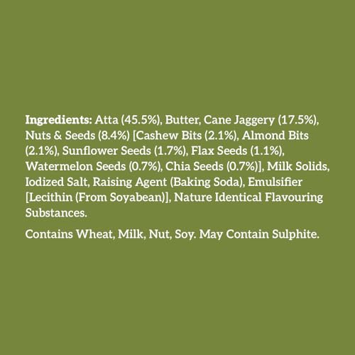 Image of Right Shift Jaggery Atta Cookies, 120g| No Palm oil, Made with Butter | 0% Maida, Refined Sugar| With Goodness of 6 Nuts & Seeds| Anytime Snack