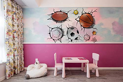 U-Shark 3D Self-Adesive Removable Break Through The Wall Vinyl Wall Stickers /Murals Art Decals Decorator Kid's Favor (2080 Sports Basketball Football Soccer (50X70Cm)) #TOP3