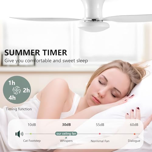 Ventilateur plafond avec lumiere telecommande timer reversible 60W