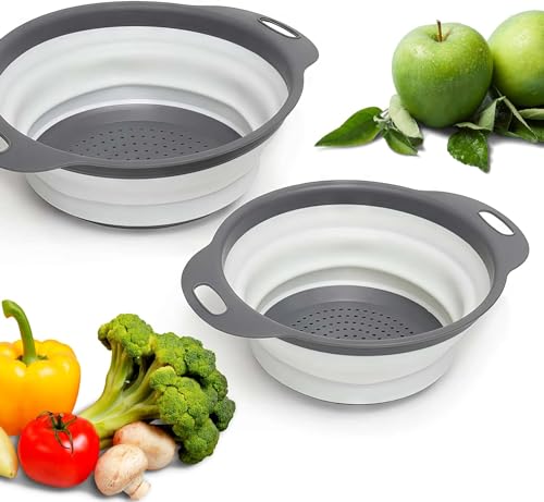 Killer'S Instinct Outdoors WHI-1PC White Round Silicone Collapsible Colander – Silicone Round Kitchen Strainers With Plastic Handles Small Foldable Kitchen Strainer Perfect thumb #6