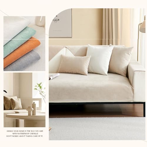Housse de canapé imperméable beige 70x210 cm antidérapante - 6