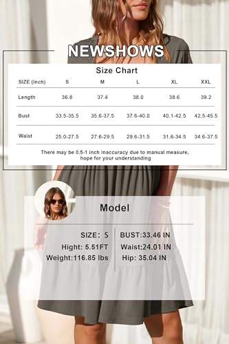 Image of Newshows Women's 2026 Summer Casual Square Neck Ruffle A Line Beach Vacation Sundress Work Business Dress with Pockets