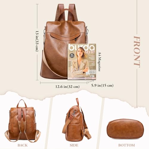 Puwuzixi Women Backpack Waterproof Anti-Theft Lightweight PU Fashion Travel Multipurpose Convertible Purse Shoulder Bag Handbag Backpack - Image 3
