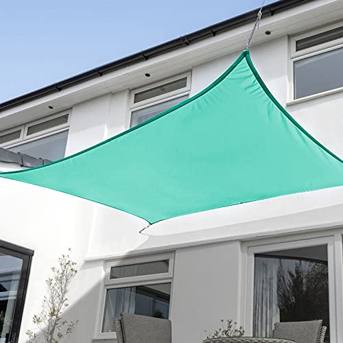 Image of KANAGAWA 13'x20' Sun Shade Sail Turquoise Curved Rectangle Customizable