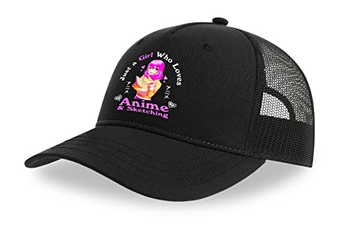Casquette anime respirante contre le soleil en coton noir réglable