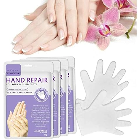 Hands Moisturizing Gloves 3 Pairs, Hand Skin Repair Renew Mask w/Infused Collagen, Vitamins + Natural Plant Extracts for Dry, Aging, Cracked Hands Intense Skin Nutrition Hand Cream Mask Cover