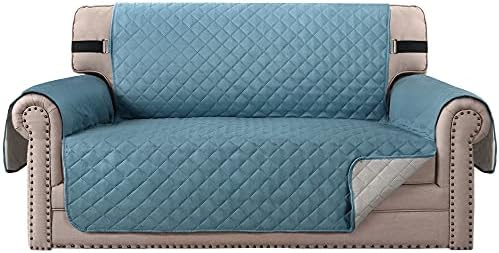 Sofa Covers Loveseat Couch Covers Waterproof Sofa Slipcover for Sectional Sofa Chaise Reversible Furniture Protector with Elastic Straps for Dogs Cats (Black, 1 Seater)