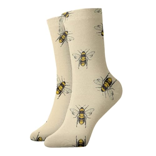 Zcmkjlg Honey Bee - Calcetines gruesos y acogedores, calcetines casuales con estampado completo para hombres y mujeres, uso diario en casa