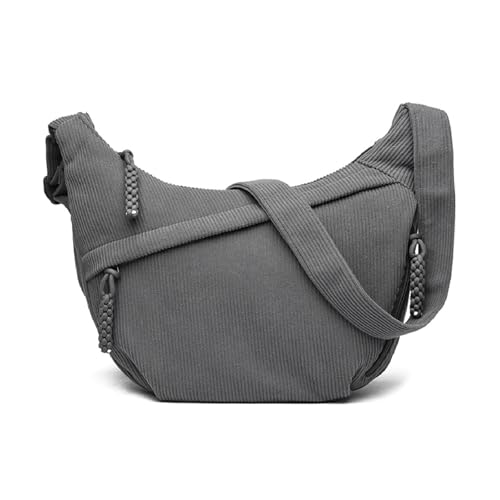 Jiliyote Umhängetasche Damen Cord Tasche Damen Crossbody Bag Crossbag mit verstellbarem Schultergurt für Arbeit Reisen Alltag (Grau)