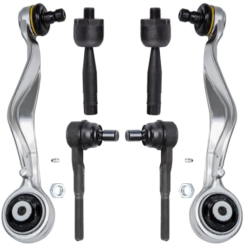 Image of Detroit Axle - Front End Control Arms Kit for Volkswagen Passat Audi A4 A6 A8 Allroad Quattro S8, 2 Upper Rearward Control Arms with Ball Joint 4 Outer Inner Tie Rod Ends Replacement