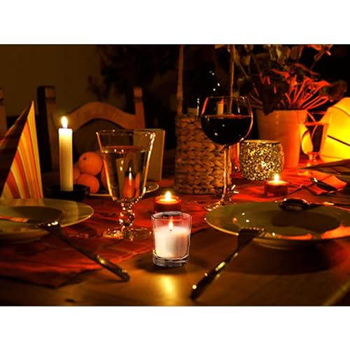 Image of Hosley 20-Pack Ivory Unscented Votive Candles in Clear Glass Holders - Long Burn Time Hand Poured Wax for Weddings and Home Decor