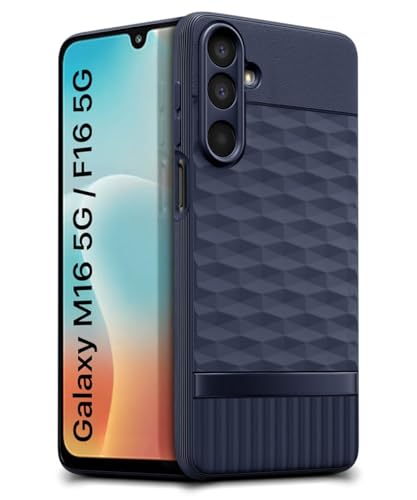 Image of WOW IMAGINE Back Cover for Galaxy M16 5G | Galaxy F16 5G with Hexa Cube Design | Ultra Slim Rubberised Case | Inner Velvet Fabric | Silicone Flexible Mobile Case | Camera Protection - Blue