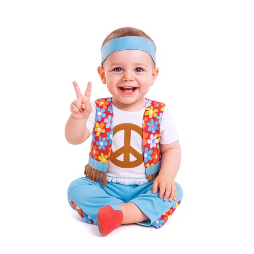 FYASA - Disfraz de hippie para bebé talla 1 a 2 años