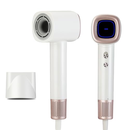 Romon Asciugacapelli Ionico 1600W, Professionale Motore 105000 Giri/Min, 20 Milioni di Ioni, Basso Rumore, Pulsante Aria Fredda, per Casa Viaggio Salon, Rosa