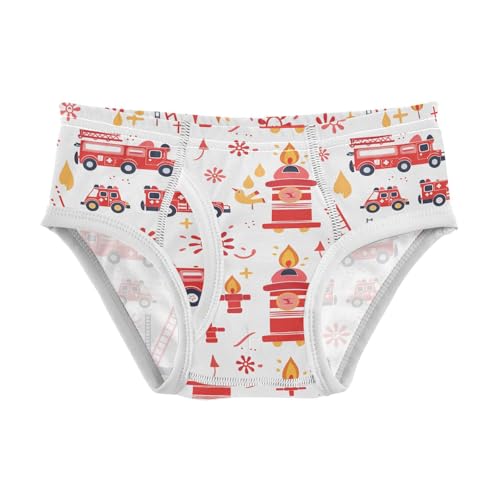 visesunny Boys Cotton Underwear Fire Rescue Vehicle Cartoon Printed Toddler Soft Training Briefs Size 2T-8Y for Kids
