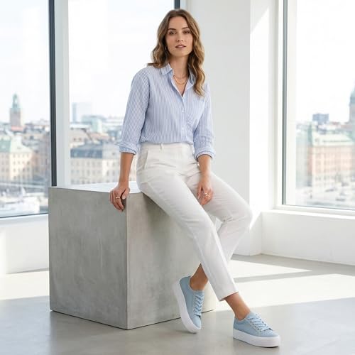 Image of JABASIC Women Lace Up Platform Sneakers Comfortable Casual Fashion Sneaker Walking Shoes