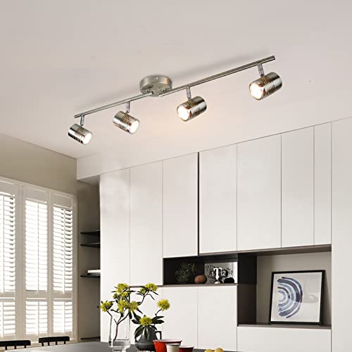 Dllt Led Track Light, Complete Track Lighting Kits, Flush Mount Ceiling Spot Lights Gu10 Bulbs(Included) For Kitchen, Dining Room, Bedroom, Hallway, 4 Lights-Warm Light #TOP7