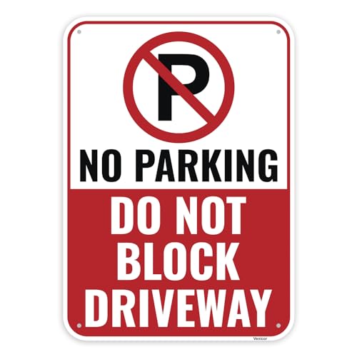1PC No Parking Do Not Block Driveway Sign 14 x 10 Inches - Aluminum - Do Not Park In Driveway Signs