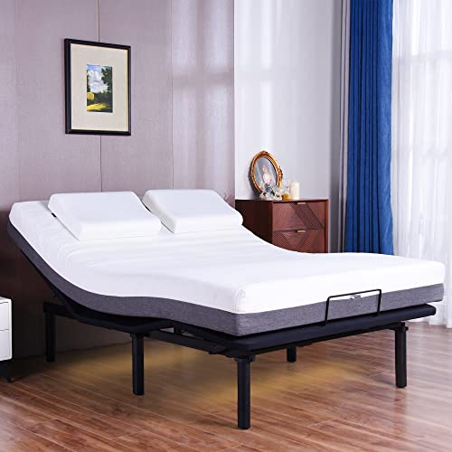 Fromann Queen Adjustable Bed Base Frame With Wireless Remote Control, Usb Ports, Zero Gravity, Under Bed Led Lighting And Three Leg Heights #TOP3
