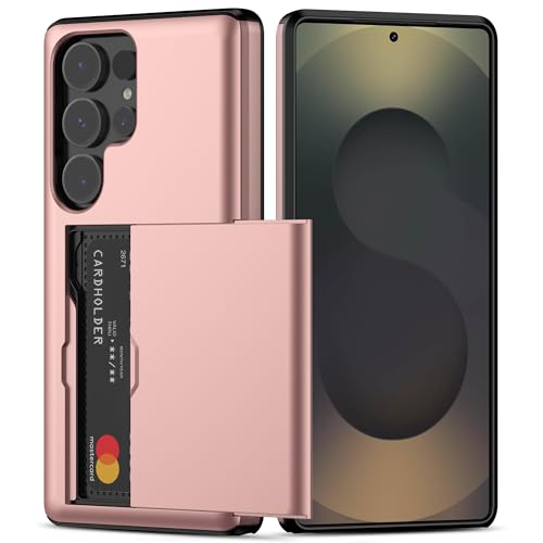 Nvollnoe for Samsung Galaxy S25 Ultra Case with Card Holder Rose Gold