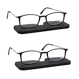 COVESATO Lightweight thin Square Reading Glasses Slim Mini Pocket Readers for Women Men with Portable Case(2 Pairs,2.00)