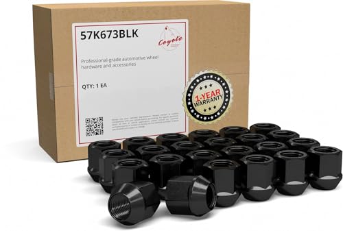 Image of Wheel Accessories Parts 24 Pcs M14x2 14x2 Thread OE Bulge Acorn Lug Nuts 1 inch Long Black 13 /16 inch 21mm Hex Fits Ford F-150 Expedition Transit| Lincoln Navigator