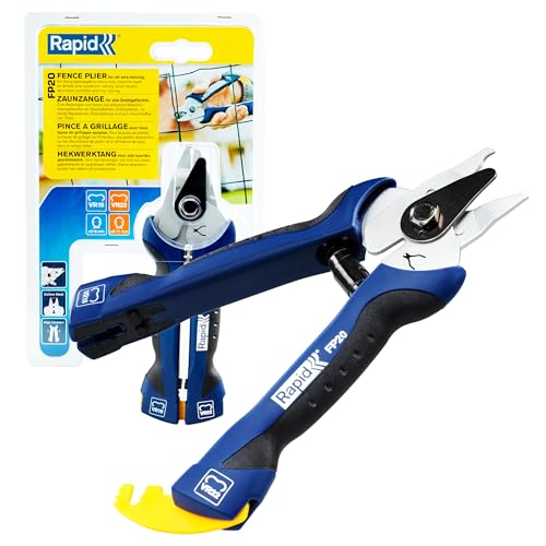 Rapid F20 - Pince à Grillage pour Agrafes à Grillage VR16 2-8 mm et VR22 5-11 mm, Poignée Ergonomique, Rangement Facile (23468000), Bleu