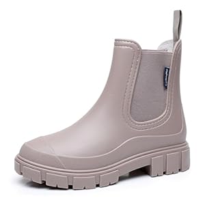 DRECAGE Wellies Boots Women Waterproof Short Chelsea Fashion Ladies Comfortable Rain Boots Outdoors Garden Walking
