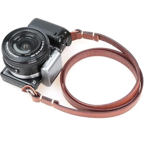 CANPIS CP003 Correa de piel auténtica para cámara, correa de hombro para cámara vintage, cinturón de cuello de cámara hecho a mano para cámaras sin espejo (marrón)